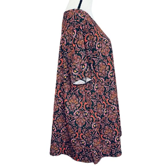 Roaman’s 2X-Large 26/28 Flared Top Geometric Round Neck Cap Sleeve Stretch Multi - Picture 3 of 9